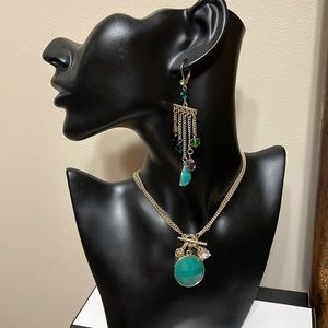 Anne Klein green jade necklace/earrings set